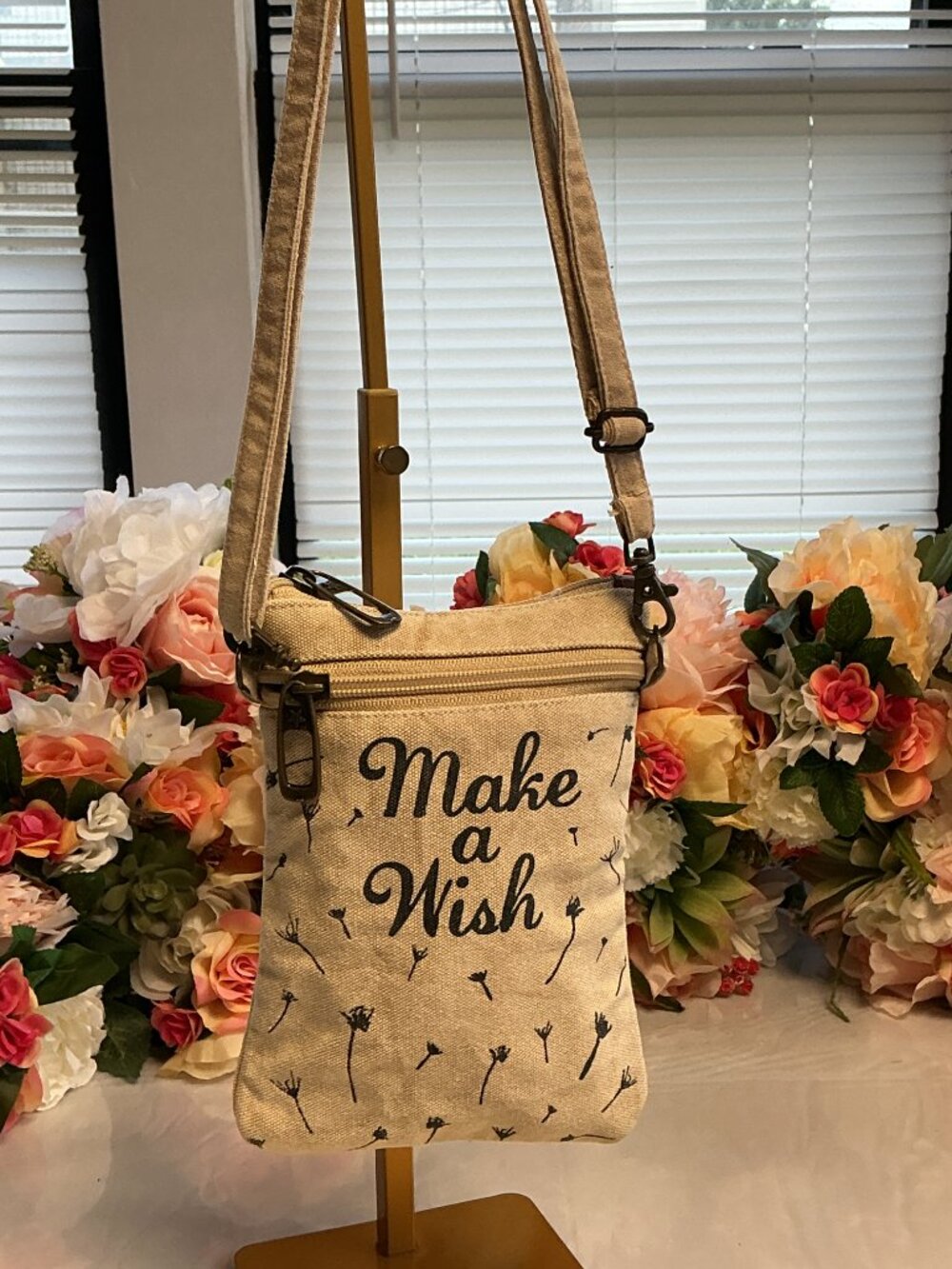 3/$20 Bundle 🌈Primitives by Kathy Make a Wish Canvas Crossbody Bag Dandelion